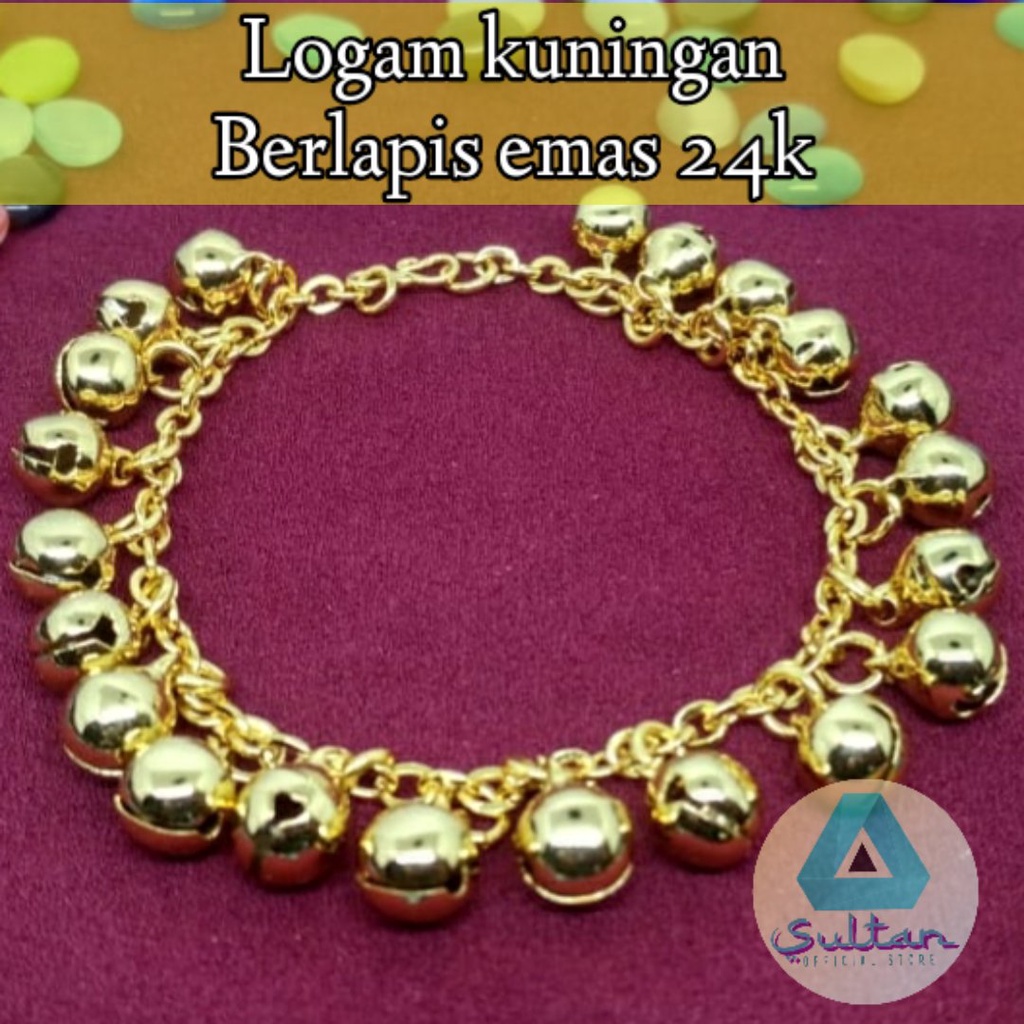 GELANG TANGAN GELANG KAKI ANAK DAN DEWASA FULL KRINCINGAN LOGAM KUNINGAN LAPIS EMAS 14K