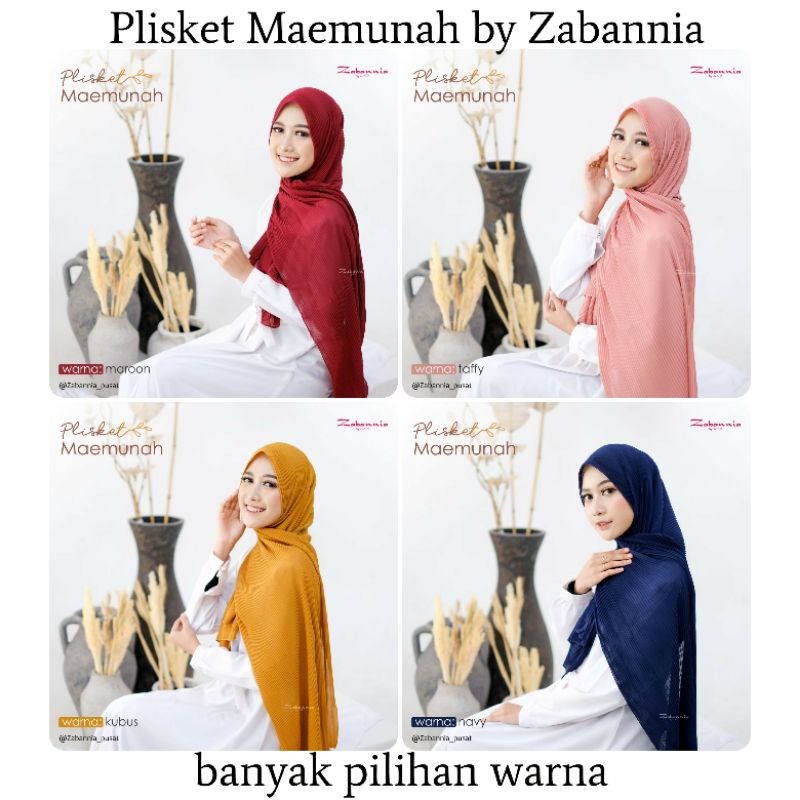 Pashmina Plisket Maemunah by Zabannia (Siap Kirim) | Plisket Premium tanpa lipatan