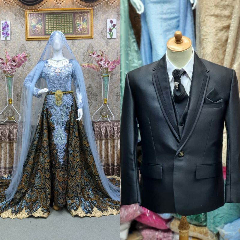 GAUN COUPLE PENGANTIN EKOR MEWAH//BAJU WEDDING MODERN//JAS