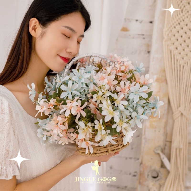 Bunga Cosmos Daisy Artificial Aster Plastik 5 Cabang Soft Pastel Untuk Rangkaian Buket Bunga Pernika