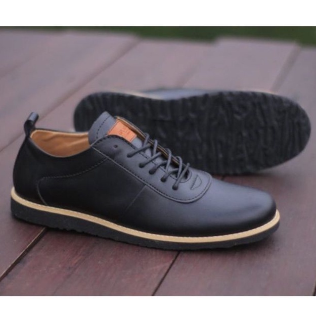 ENOZ X GLDO - Sepatu Fantofel Sneakers Hitam Pria Casual Kasual Spatu Snaker Pantofel Cassual Formal Kerja Kuliah Sekolah Cowo Kulit PU Sintetis Premium Berkualitas Original Sapatu Kets Laki Laki Remaja Dewasa Keren OOTD Kekinian