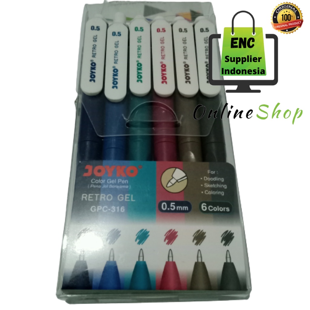 

Joyko 6 warna Gel Pen GPC-316 retro gel 0.5 mm per set - enc.sup