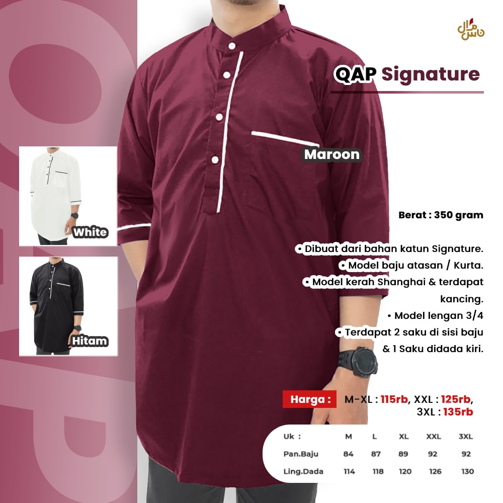 Kurta Koko Pakistan Qap Qomishu Original Bahan Katun Signature