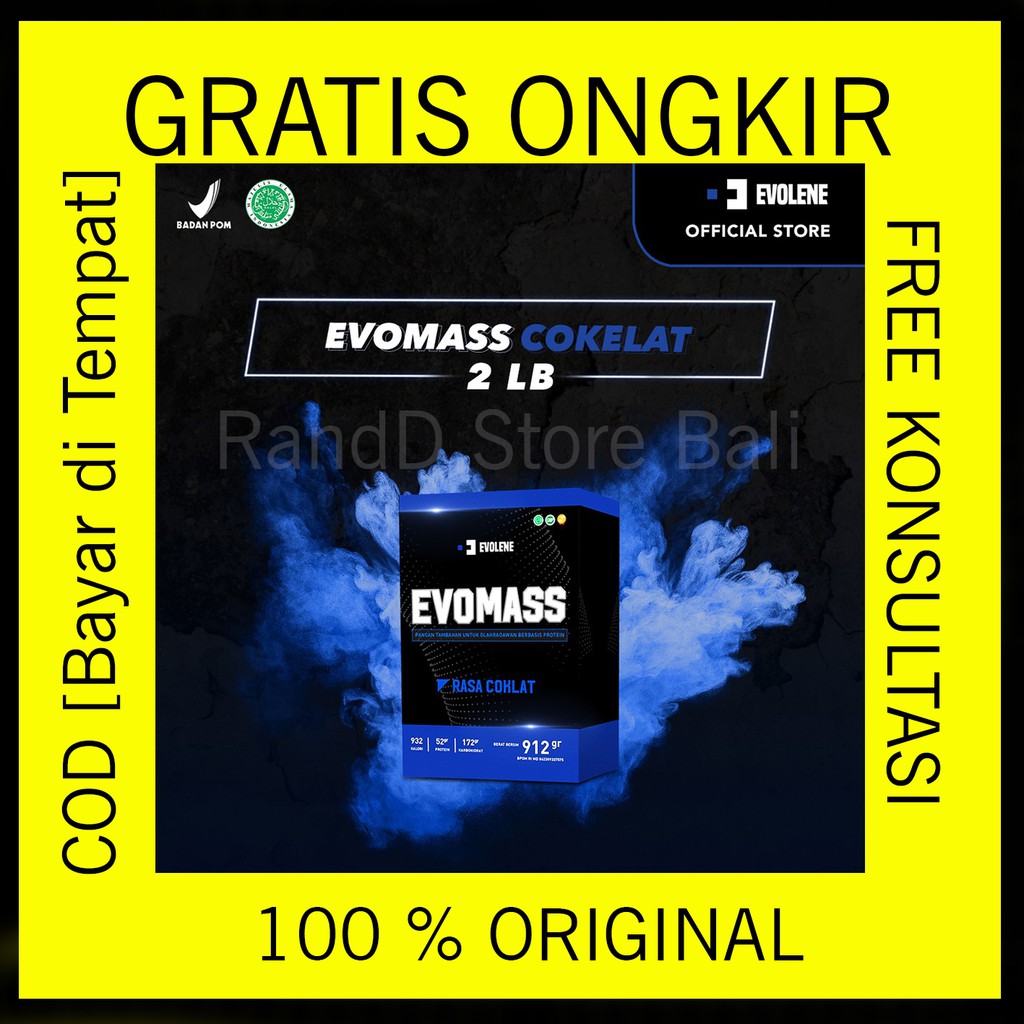 Evolene Evomass Evo mass Suplement Fitness Susu Gainer Penggemuk Badan Original  912gr