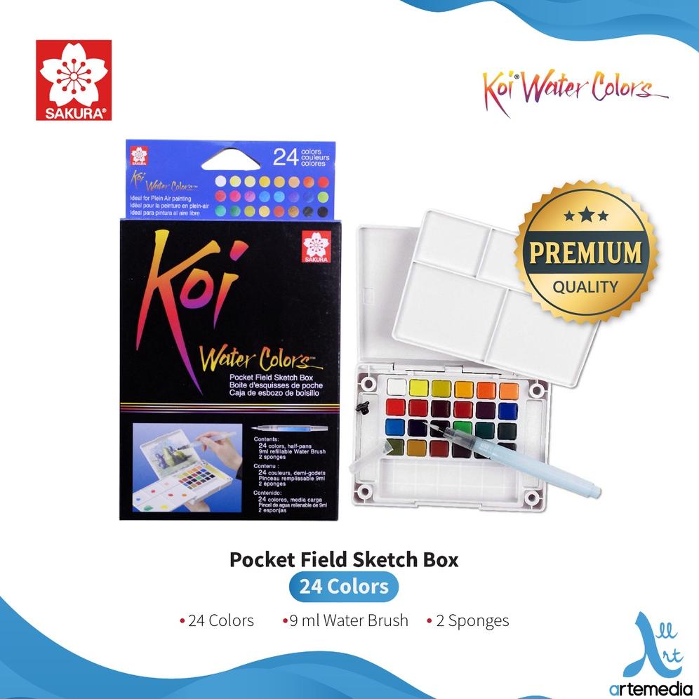 

[(BAYAR DITEMPAT) Cat Air Sakura Koi Watercolor 24 Pocket Field Sketch Box