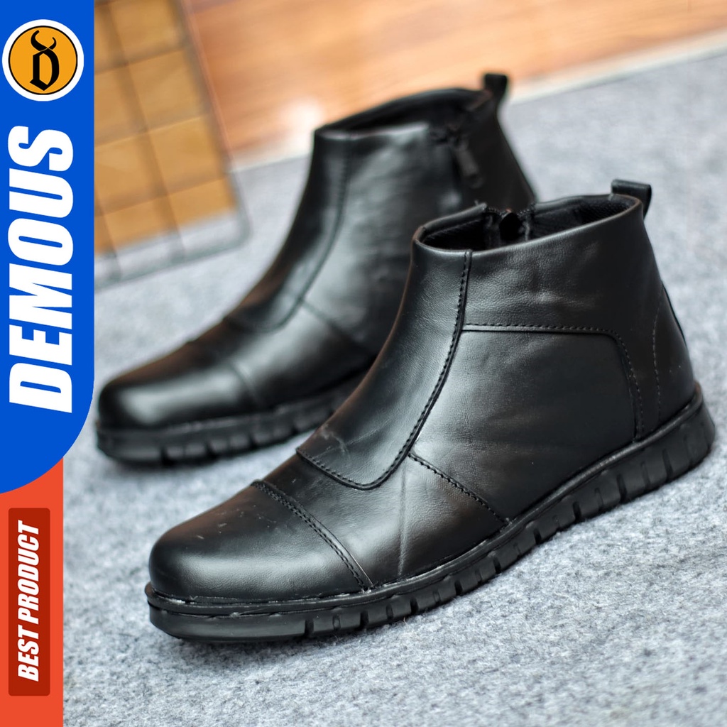 Sepatu Formal Pria Sepatu Casual Pria Kulit Asli Slop Sepatu Pantofel Kerja Kantor Kuliah Kondangan Sepatu Hitam Pria DEMOUS CARIBEUS