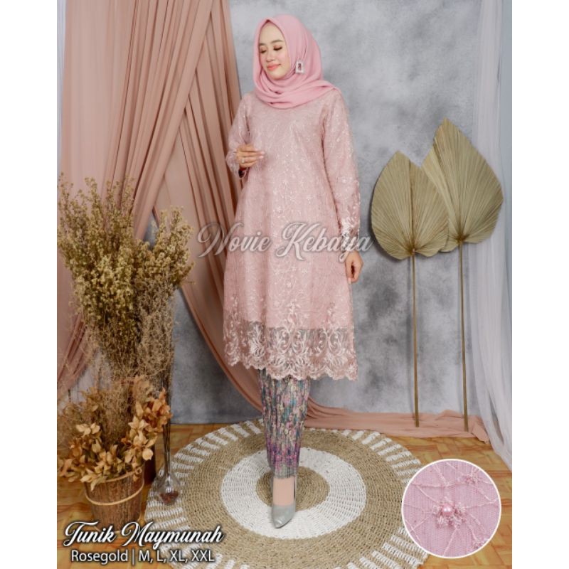 (COD) KIRANAOL - SETELAN KEBAYA MODERN - SET KEBAYA TUNIK TILLE MODERN - BAJU KEBAYA MODERN - KEBAYA WISUDA - ATASAN KEBAYA BRUKAT - BAJU KEBAYA BRUKAT - KEBAYA BROKAT - KEBAYA TILLE - KEBAYA WISUDA - TUNIK TILLE - KEBAYA TUNIK-KEBAYA MODERN BY KIRANAOL-Rose Gold