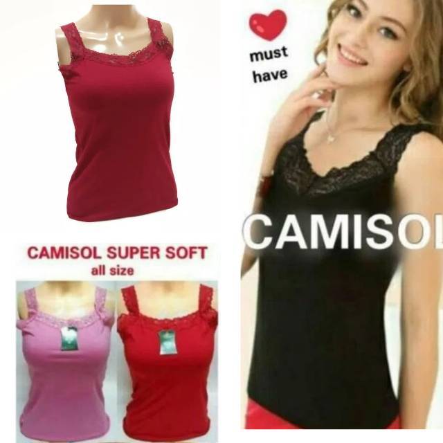 Tangtop Renda Wanita Polos Ukuran Standart  Fit XL Camisol Supersoft Standart All Size Tanktop Cewek