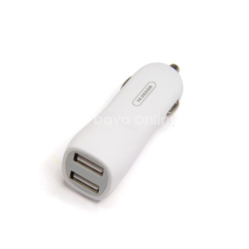 DISKON CAR CHARGER YK M20 2U MURAH ISI 2 PORT USB 2.1 A BONUS KABEL MICRO USB-ADAPTOR CAS MOBIL - TEKNO KITA