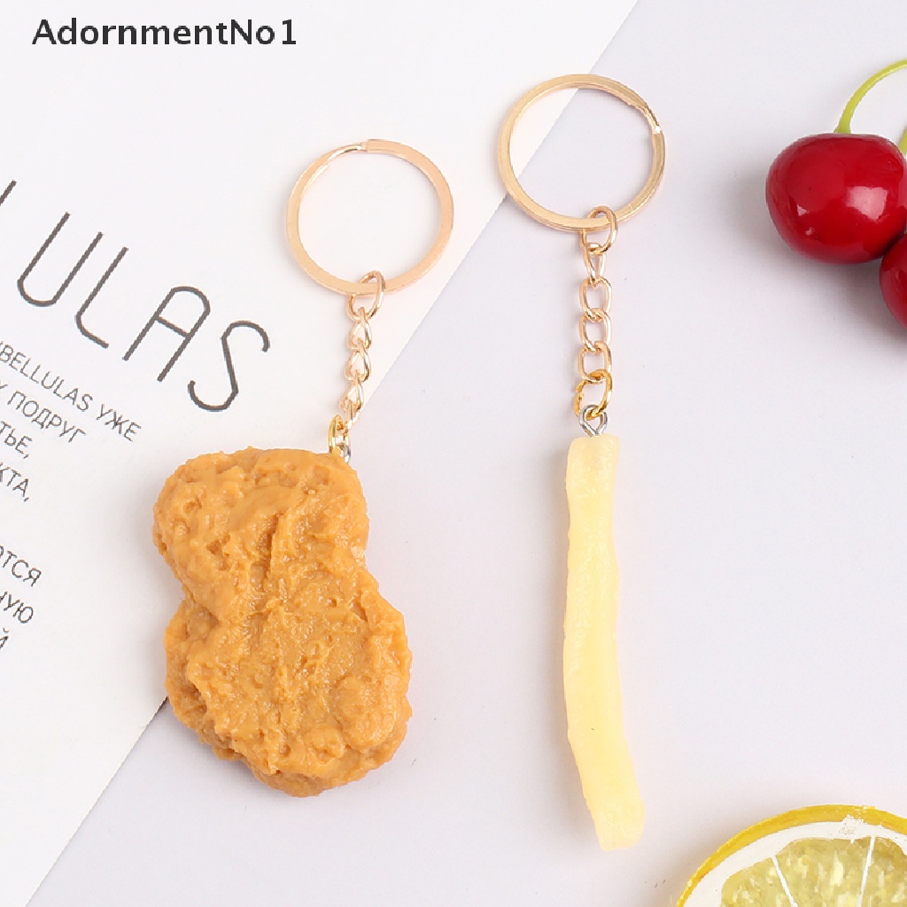 [AdornmentNo1] Imitation Food Keychain French Fries Chicken Nuggets Fried Chicken Food Pendant [new]