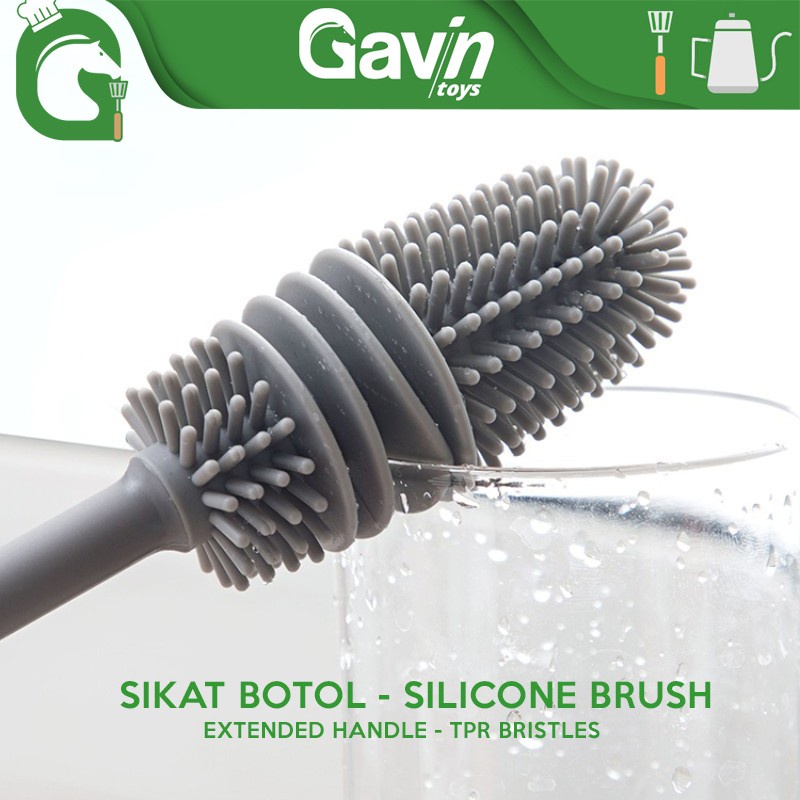 Sikat Botol Silikon - Pembersih Botol Minum Sikat Karet Gelas Silicone