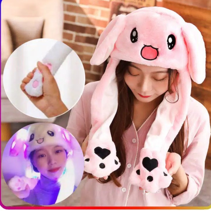 OTS 030 - BUNNY HAT DANCING TOPI CUTE IMPORT KARAKTER DENGAN KUPING GERAK RABBIT EAR CAP IMPORT