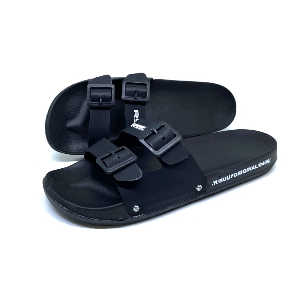 Ruuf - 0409 Gesper Slide Sandal - Black/White/Brown/Grey