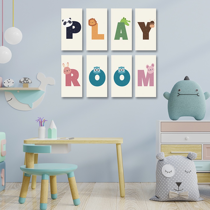 Kamilastorindo Dekorasi Rumah Poster Kayu Hiasan Dinding Huruf Alphabet Anak Wall Decor 1020