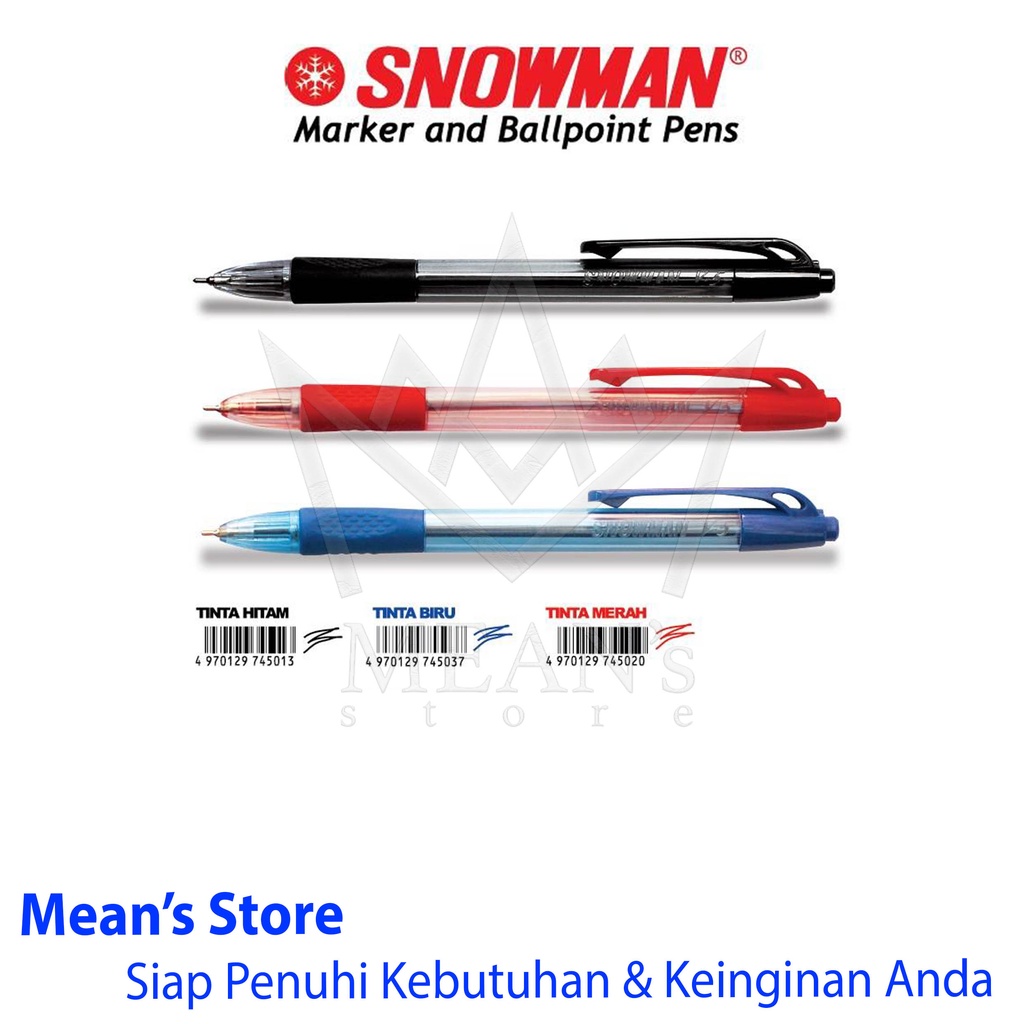 

RK Pulpen Snowman V5 / Ball Pen Cetek V5 0.7mm Hitam Merah Biru