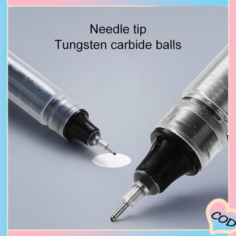 COD❤️ 0.5mm Tip Lurus Cair Roller Ball Pen Kantor Tabung Jarum Penuh Siswa Ujian Gel Pena-A.one