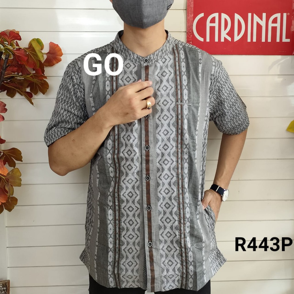 gof S-M CARDINAL KEMEJA KOKO Taqwa Pakaian Pria Original Baju Muslim Salur Lengan Pendek Kekinian