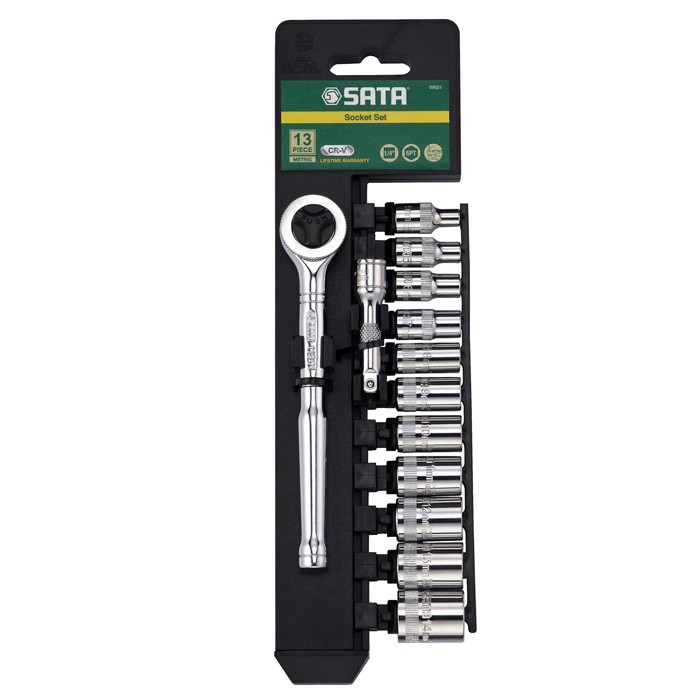 Kunci Socket Set 13 Pcs 1/4&quot; INCH 09521 METRIC SATA TOOLS