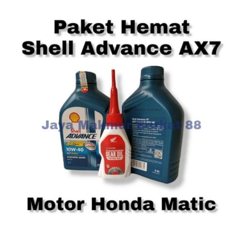 BIG SALE - PAKET OLI SHELL ADVANCE AX7 MATIC 0.8 L + AHM GEAR 120 ML UNTUK MOTOR HONDA MATIC