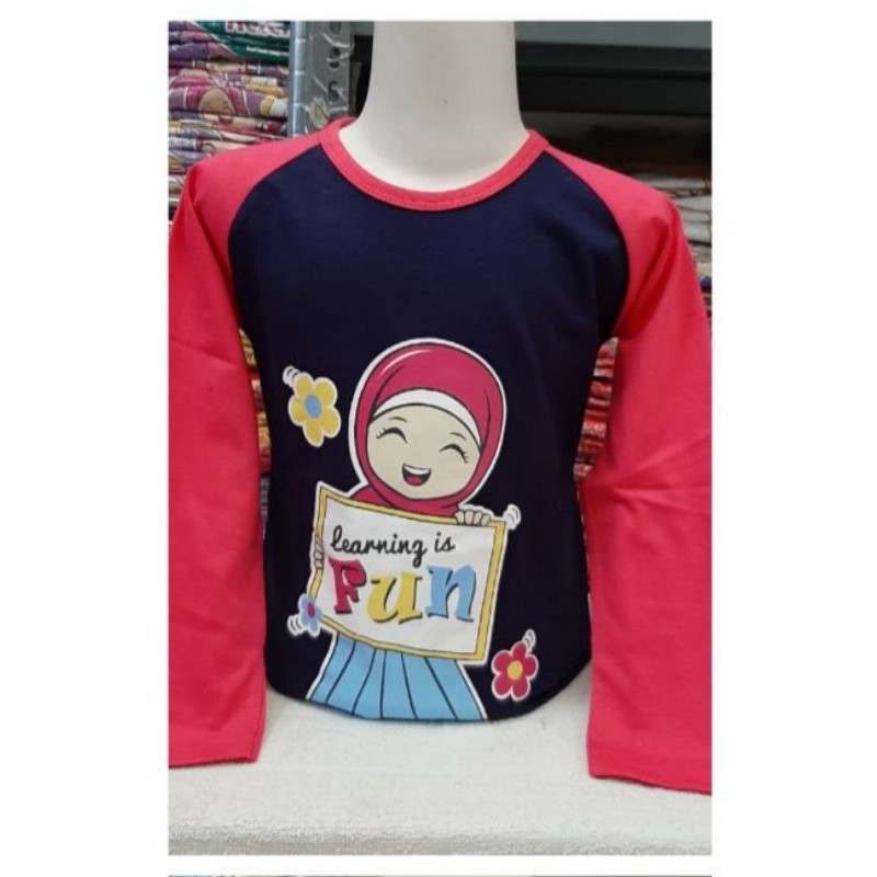 KAOS ANAK MUSLIMAH LENGAN PANJANG POLOS BIRU
