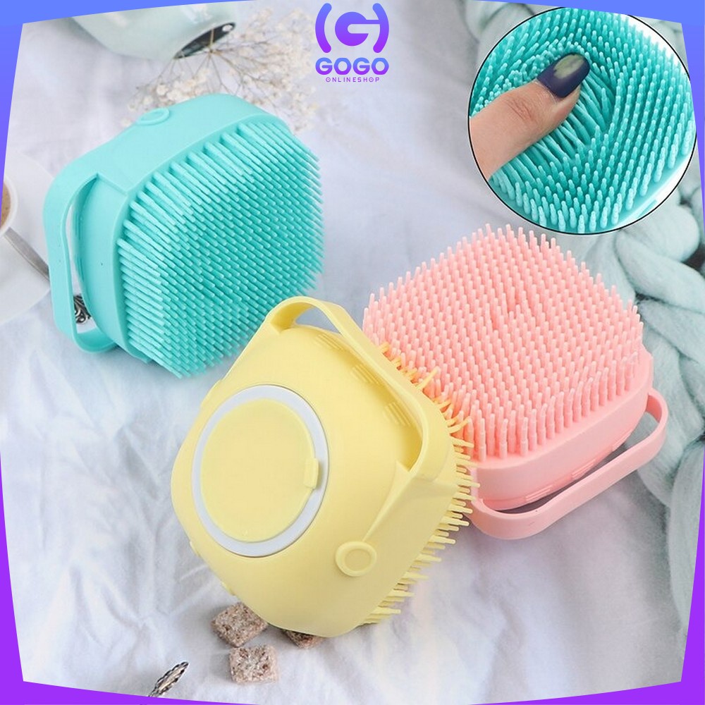 GOGO-C284 Spons Mandi Shower Brush / Sikat Mandi Silikon Dispenser Sabun Mandi Portable / Sikat Badan Silikon