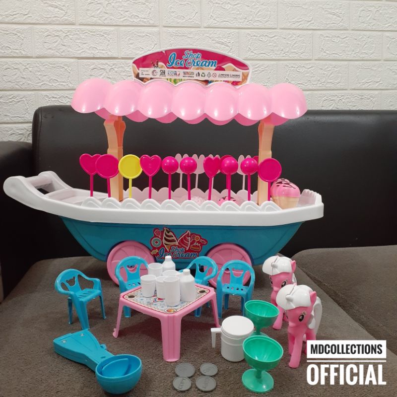 Mainan Gerobak Ice Cream dengan Little Pony ukuran Jumbo | Gerobak es krim