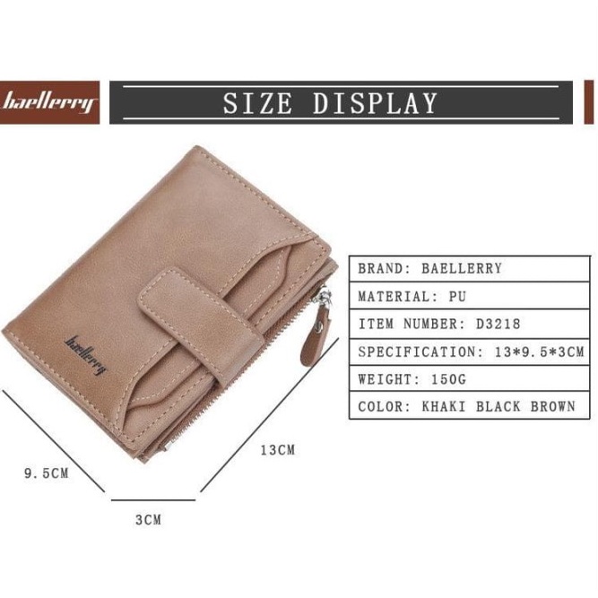 DOMPET BAELLERRY RETRO LEATHER D3218 PRIA / WANITA ORIGINAL