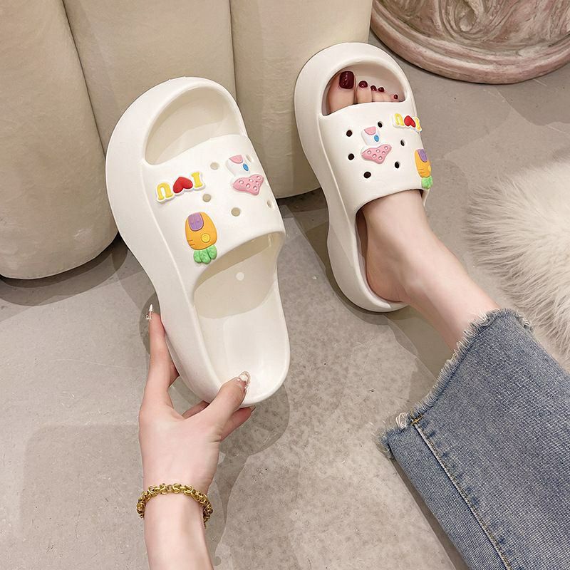 Jelly Sandals Fuji [ White / Putih ] Sendal Sandal Viral Jibbitz Carrot Carrots Karet Wedges Import 