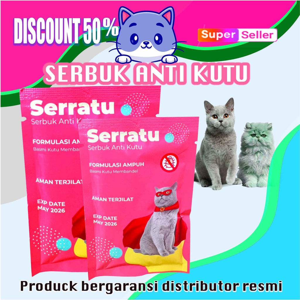 SERATU-SERBUK ANTI KUTU-OBAT KUTU KUCING-PENGHILANG KUTU-BASMI KUTU MEMBANDEL