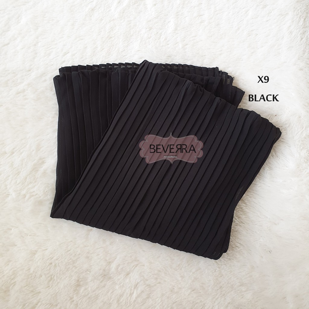HIJAB PASHMINA PASMINA PHASMINA PLISKET PLEATED SHAWL HEAVY CHIFFON CRINKLE CRINCLE PRISKET - A30-X9 - BLACK
