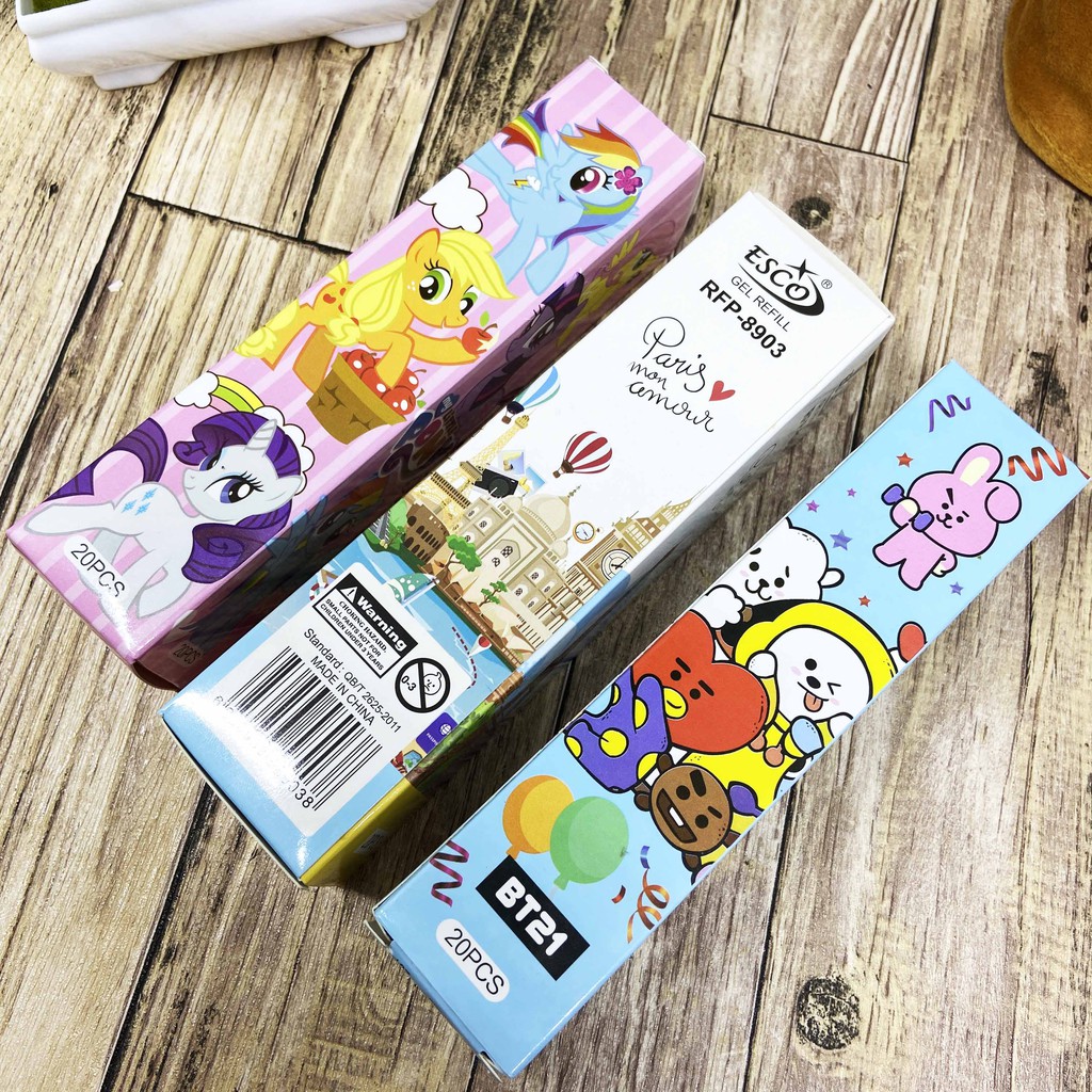 ECERAN - PULPEN ISI ULANG GEL 0.5MM MOTIF KARAKTER BTS BT21 LUCU / ISI ULANG PULPEN GEL / PENA REFIL / PULPEN REFIL / BOLPEN REFIL