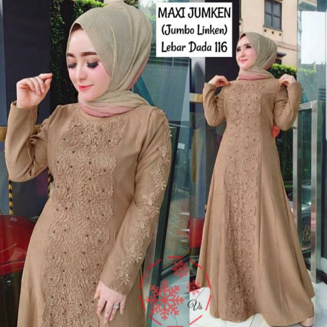 Gamis Maxy Wanita Muslimah Terbaru 2022 Lebaran Muslim Elegan Mewah Brukat / Gamis Remaja Model Brok