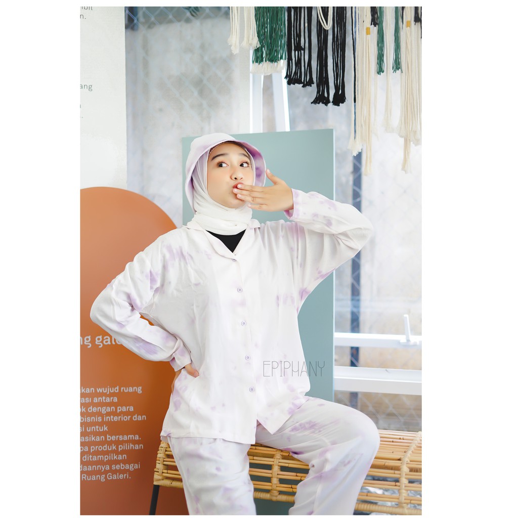 Borahae Long -  Tie Dye Jumputan Lilac Lavender Ungu Baju Tidur Wear Epiphany