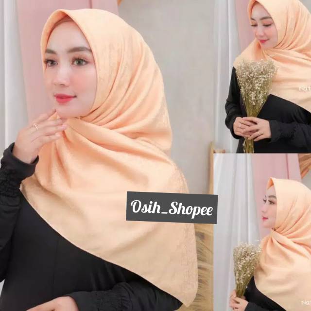 Hijab Segiempat Jacquard jilbab  motif bunga jilbab  satin 