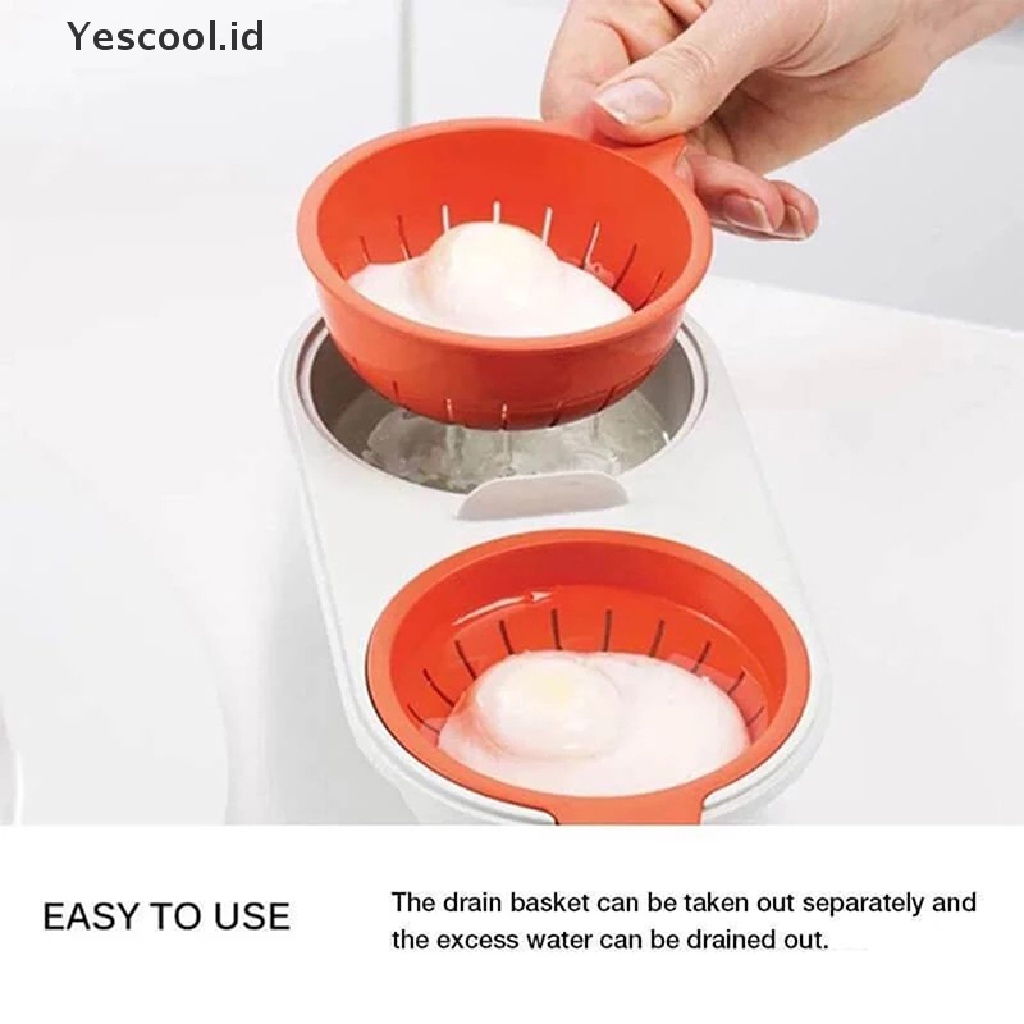 【Yescool】 Draining Egg Boiler Egg Poacher Steamer Set Kitchen Egg Cooker Tools  Kitchen .