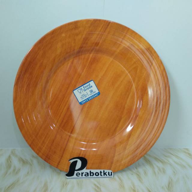 ONYX Piring Bulat Ceper Centris 10 inch / Piring Melamin Bulat Centris Motif Kayu