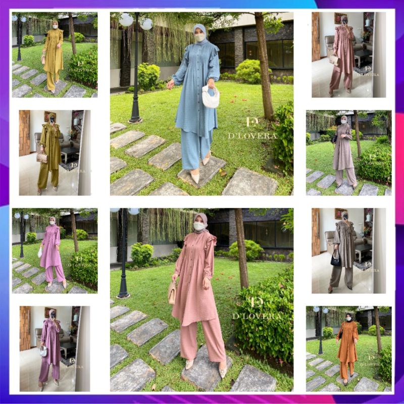 Nadin Set (Tunik + Celana) Original By D'lovera Setelan Wanita Stelan Cewek Setcel Cewe One Set Paka