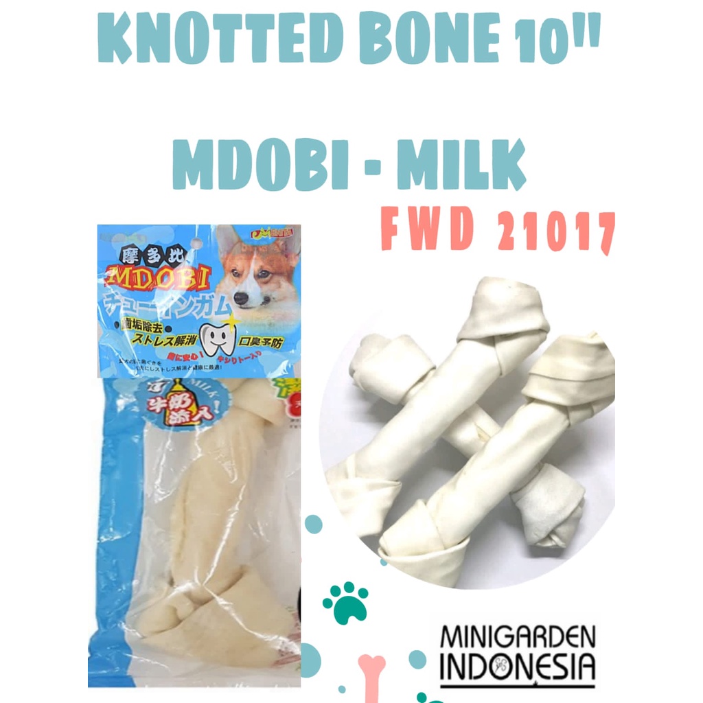 SNACK TULANG GIGITAN ANJING KNOTTED BONE MDOBI 10'' milk flavour knot bone