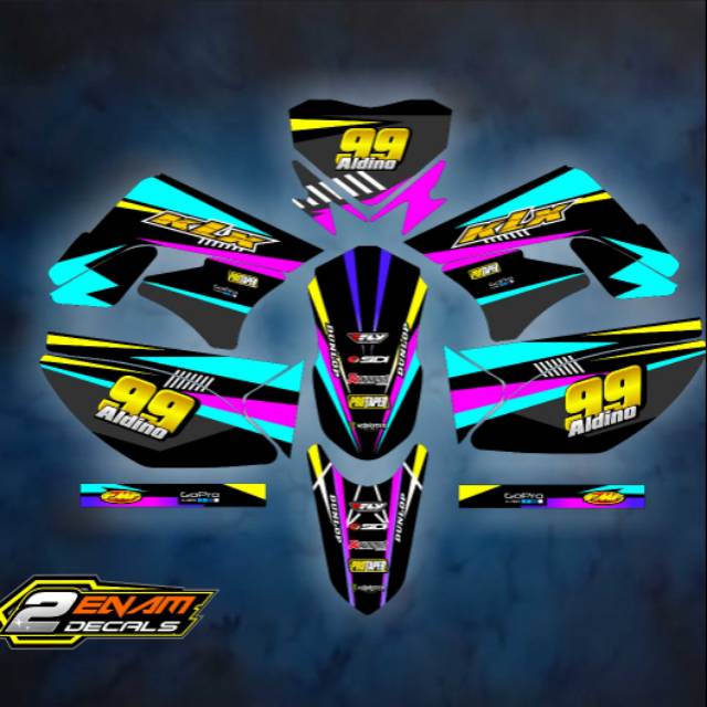 Decal KLX LAMA SL Simpel biru pink