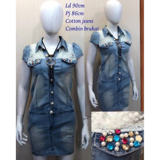 Jl tunik denim fashion bangkok import jeans adem (7790)