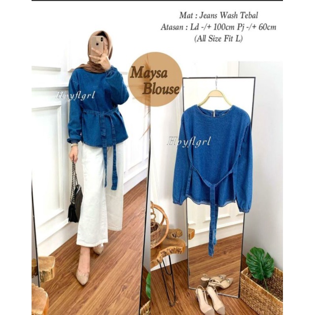 pakean wanita//tunik jeans wanita//kain jeans.