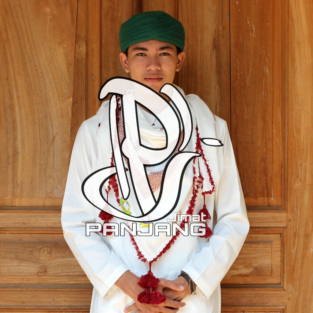 Kerudung sorban palestina Putih kombinasi Merah  -Sorban palestina - sorban kerudung palestine