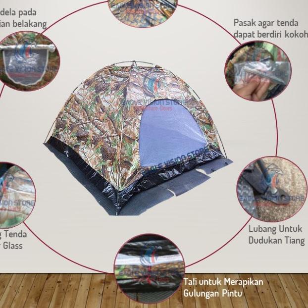 ☪ Tenda Kemping 4 6 Orang Camping Dome Anak Dewasa 4p 6p Anti Air Nyamuk Tenda Dome Besar Alas Terpa