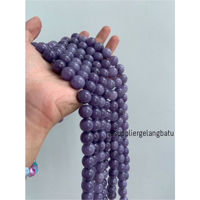 batu purple krisopras 14mm natural ungu perhiasan bahan gelang kalung anting strap mask kerajinan tangan craft citayam fashion week etink vintage elegan bali manik crystal perhiasan