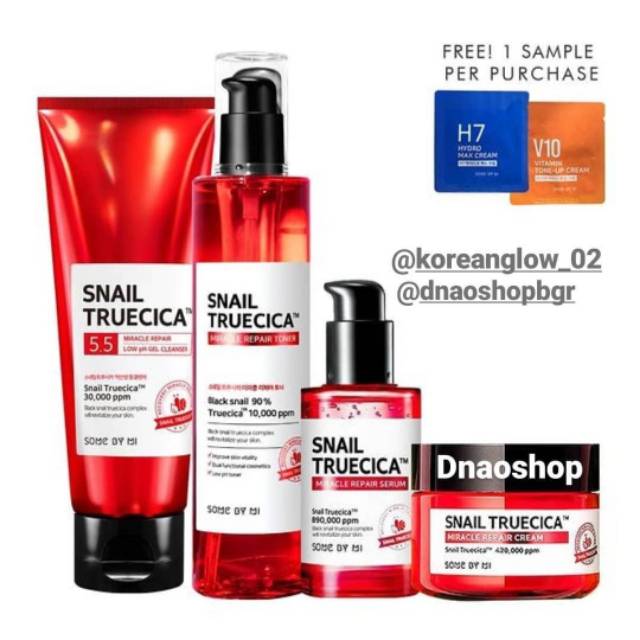 Paket Promo Some By Mi Snail Truecica Gel Cleanser + Toner + Serum + Cream