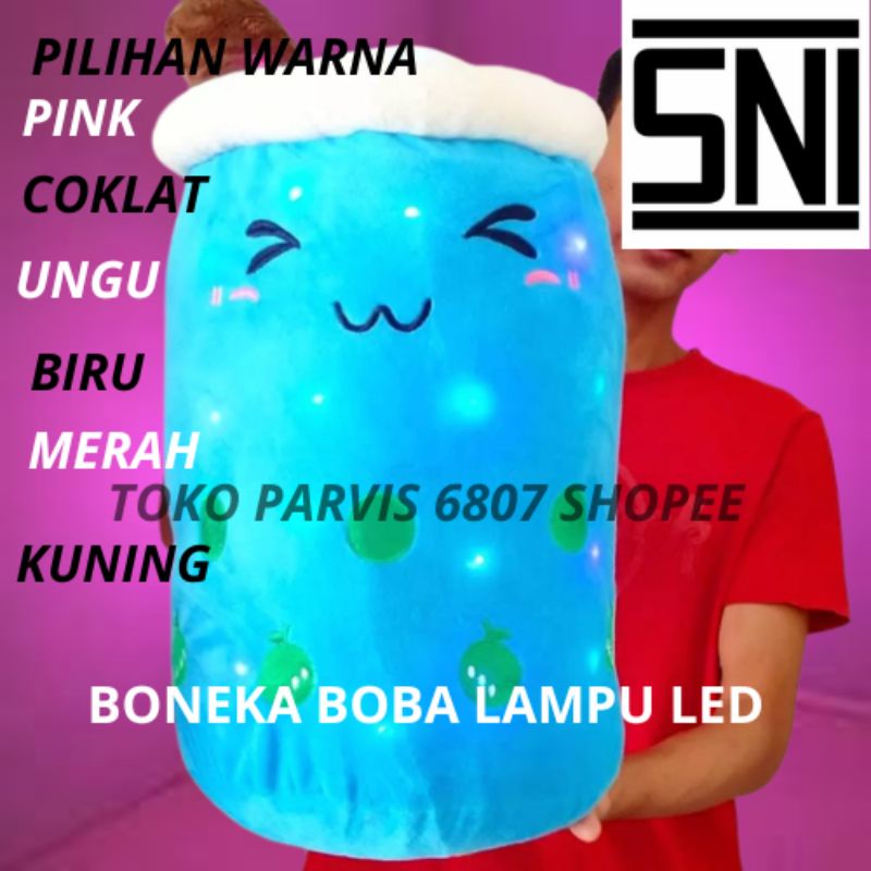 Boneka Boba Jumbo LED Murah SNI ORI COD Milk Tea Segalon Ukuran 50cm 70cm 60cm 45cm 35cm