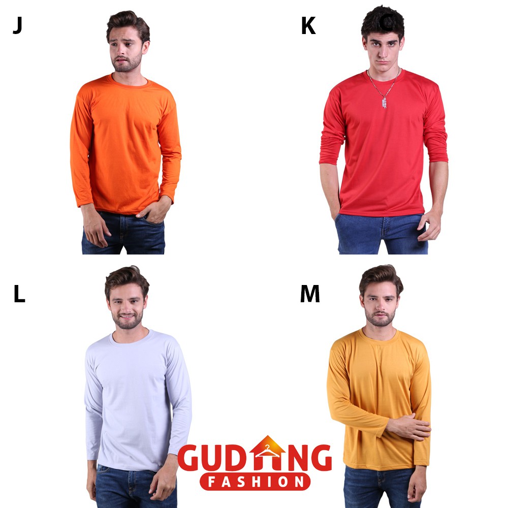 Tshirts Panjang Polos Kerah Bulat / Oneck Long Sleeves Men Tshirts - Banyak Pilihan Warna PLS (COMB)