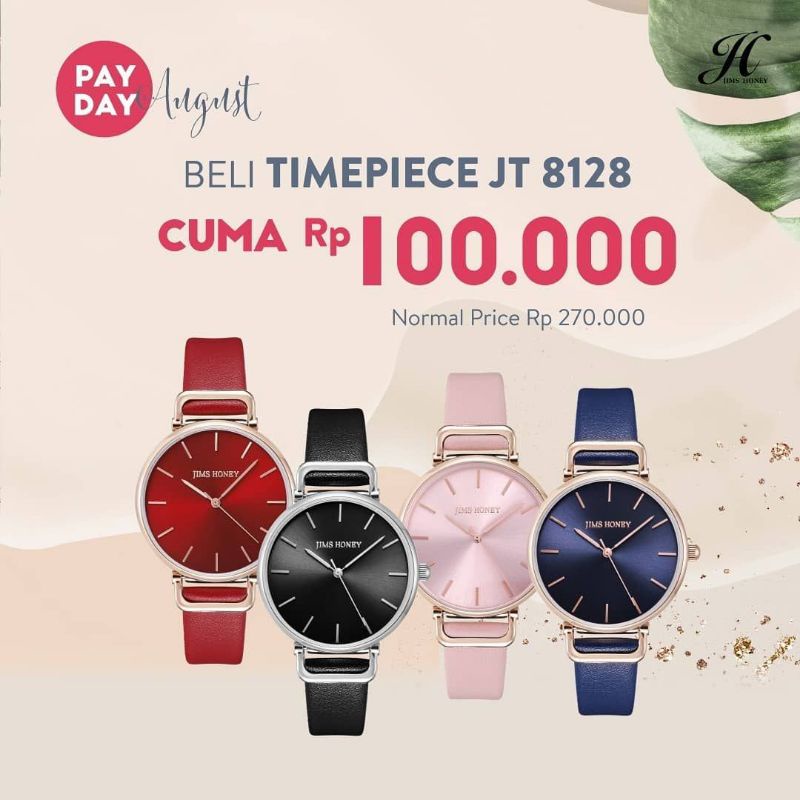 JAM TANGAN WANITA CEWE 8128 JIMSHONEY KULIT PROMO DISKON