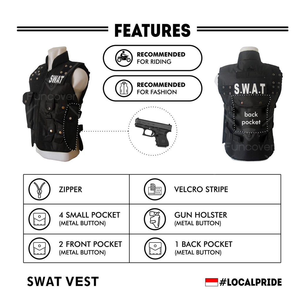 Rompi Motor Vest Body Protector Bikers SWAT - POLICE by FUNCOVER