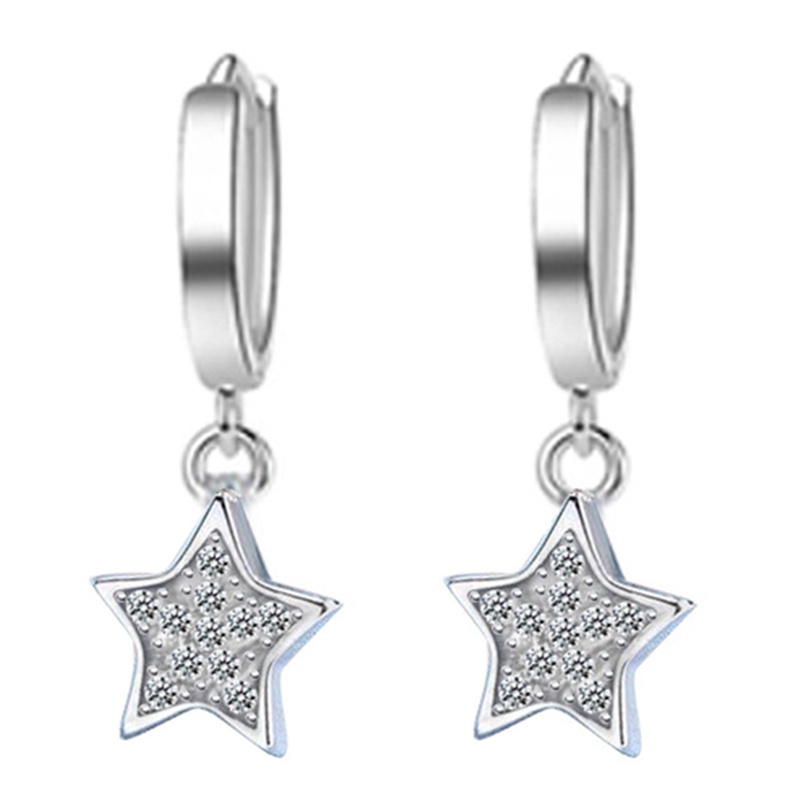 Hot Sale 925 Sterling Silver Luminous Zircon Star Stud Earrings For Women